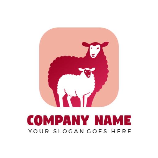Playful Sheep Design Featuring Parent and Baby Animals Logo Template