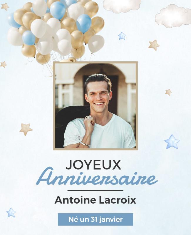 Playful Sky Blue Birthday Celebration Poster Template