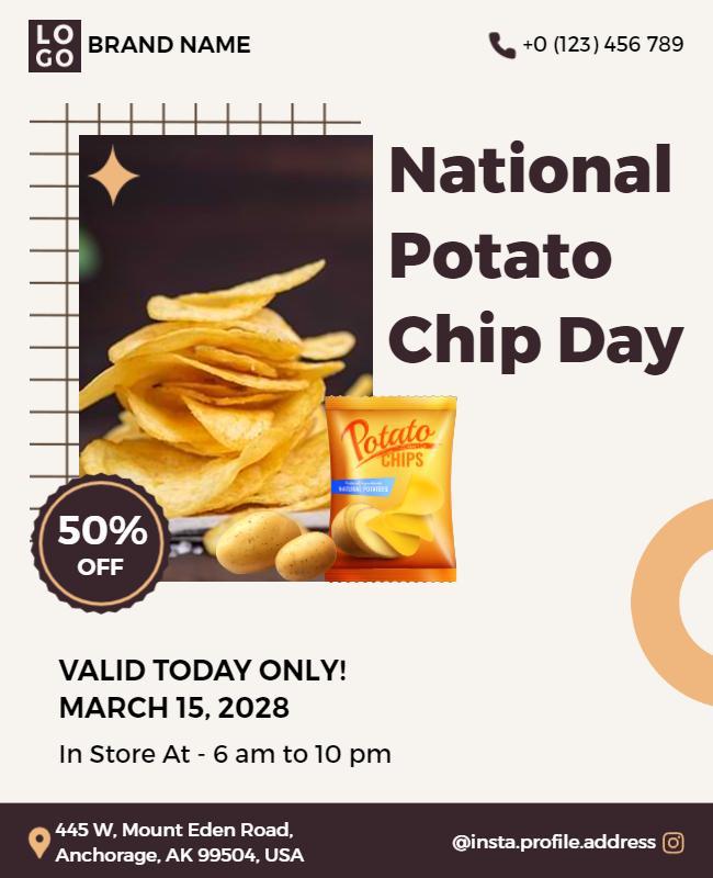 Playful Snack-Themed National Potato Chip Day Poster Template