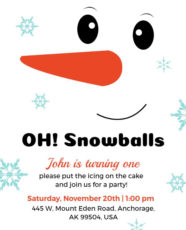 Playful Snowman Birthday Celebration for Kids Poster Template