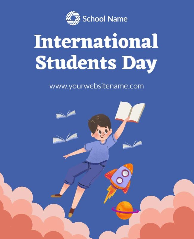 Playful Space-Themed International Students Day Celebration Poster Template