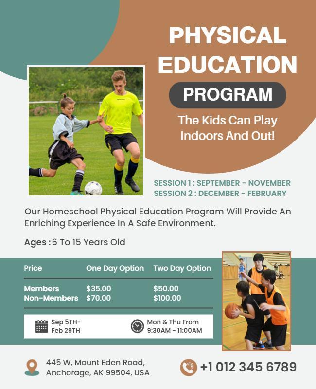 Playful Sports Indoor and Outdoor Kids Education Program Poster Template