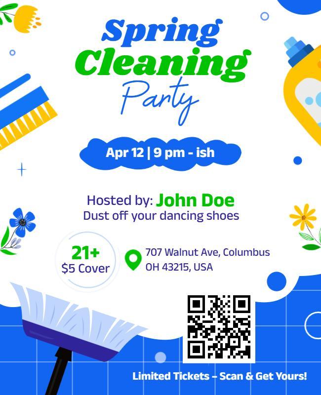 Playful Spring Cleaning Party Event Flyer Template