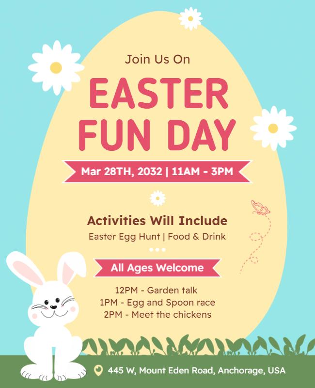 Playful Spring Easter Fun Day Celebration Poster Template