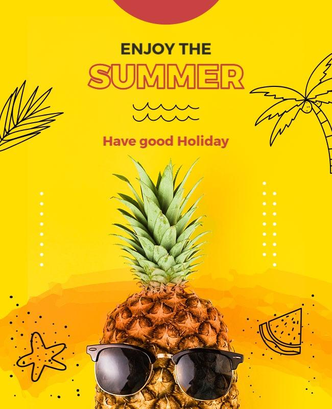 Playful Summer Vibes with Pineapple and Sunglasses Poster Template