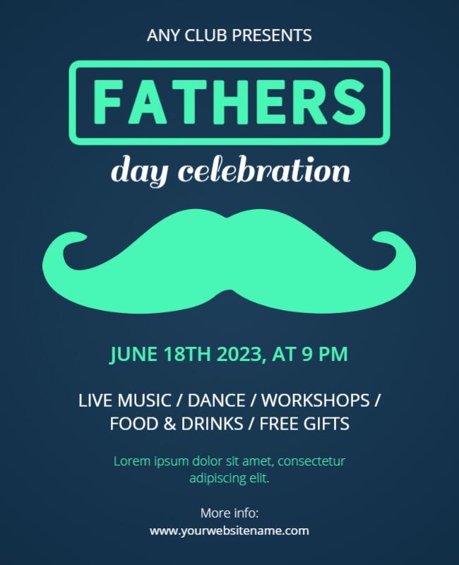 Playful Teal Father's Day Celebration Event Poster Template