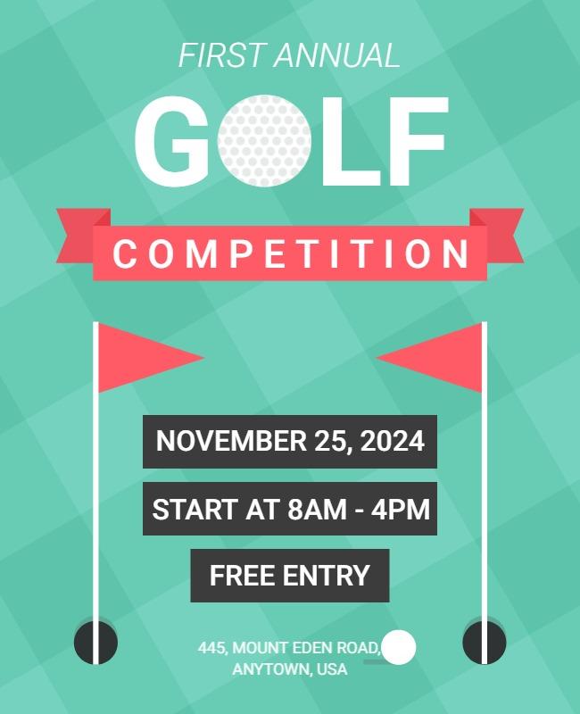 Playful Teal Golf Competition Event Poster Template