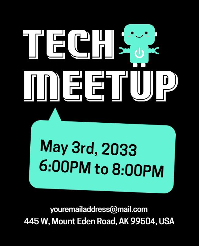Playful Tech-Themed Meetup with Cute Character Poster Template