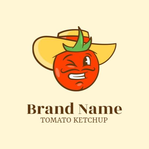 Playful Tomato Character Adding Fun to Ketchup Branding Logo Template