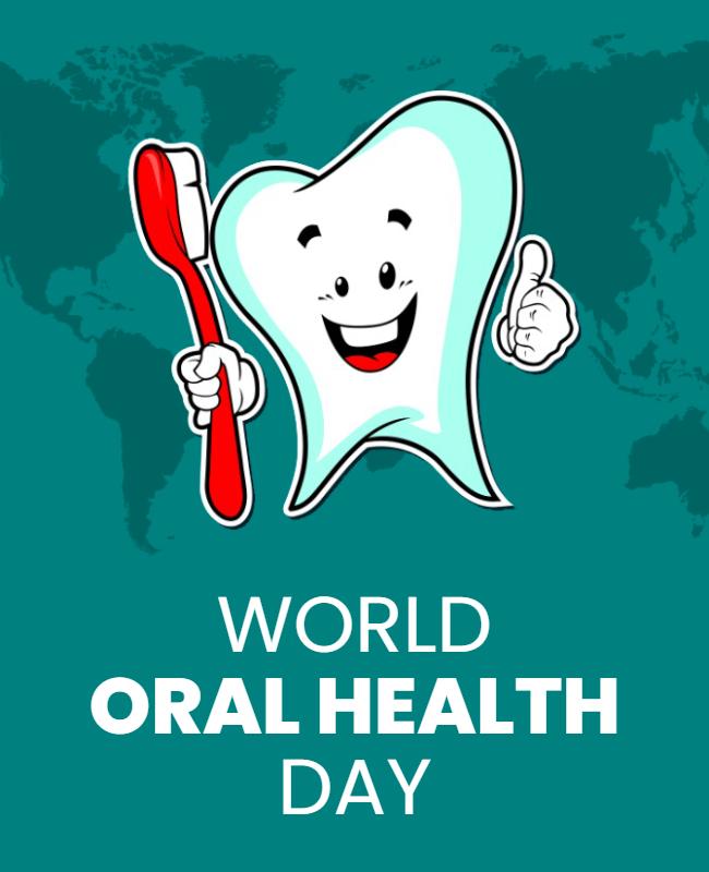 Playful Tooth Cartoon for World Oral Health Day Poster Template