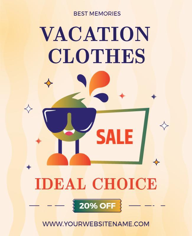 Playful Tropical Vacation Clothes Sale Poster Template