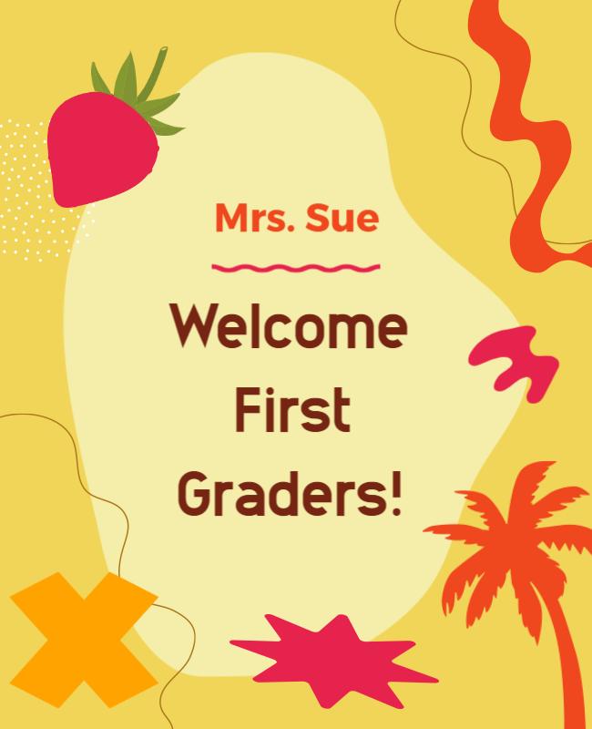 Playful Tropical Welcome for First Graders Poster Template