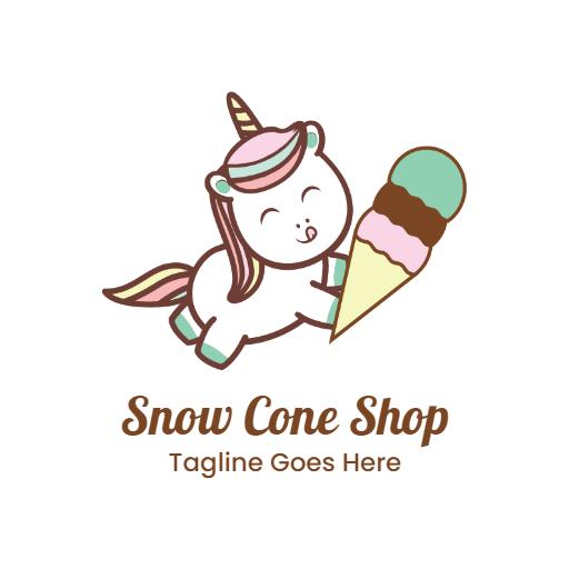 Playful Unicorn Enjoying Colorful Ice Cream Cone Logo Template