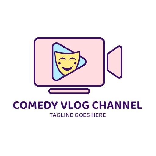 Playful Video Camera Design Embracing Comedy Vlogger Logo Template