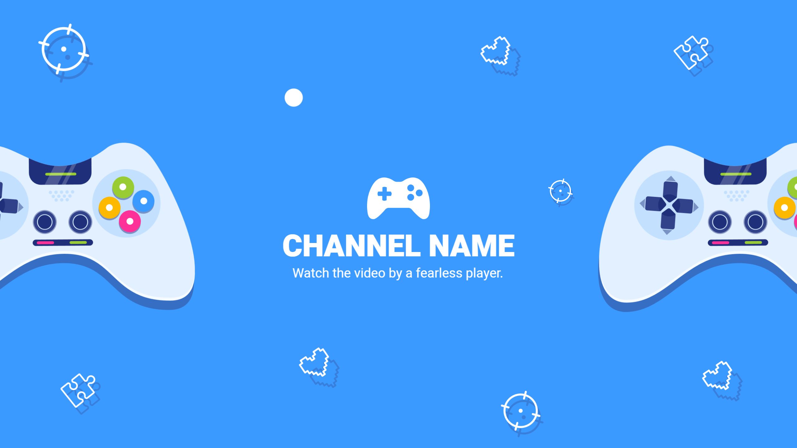 Playful Video Game Controllers on Blue Background Banner Template