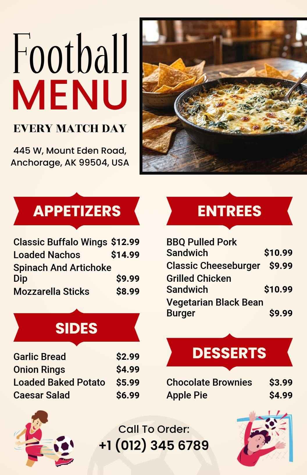 Playful Vintage Design Football Event Dining Menu Template