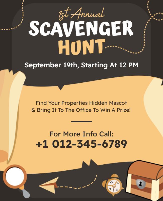 Playful Vintage Scavenger Hunt Adventure Poster Template
