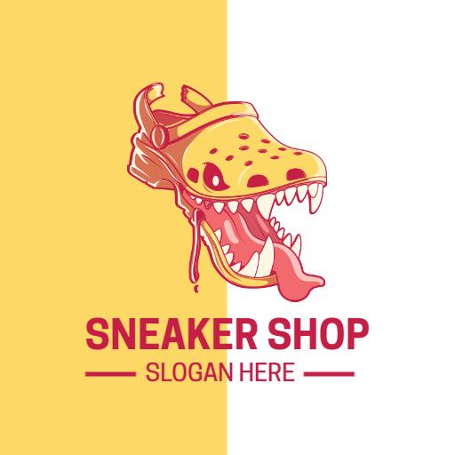 Playful Yellow and White Sneaker Shop Fashion Logo Template