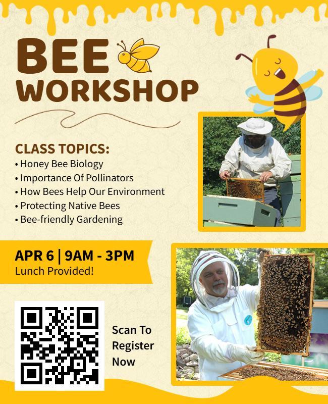 Playful Yellow Bee Conservation Workshop Flyer Template