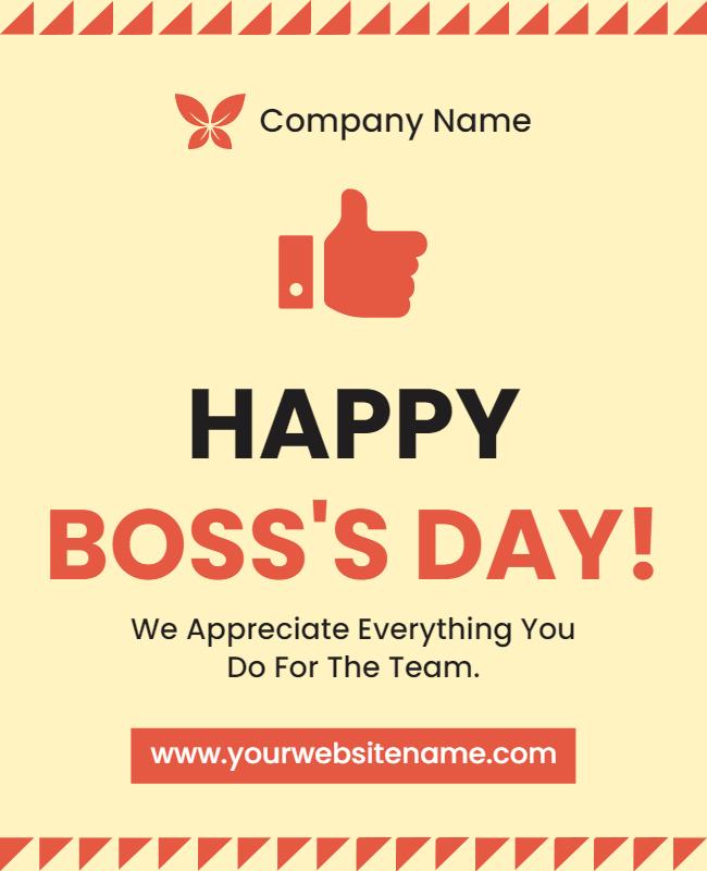 Playful Yellow Boss's Day Appreciation Greeting Poster Template