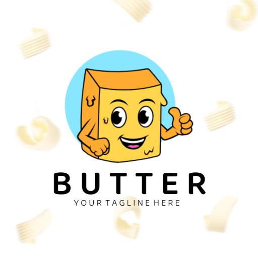 Playful Yellow Butter Character Bringing Joy to Cooking Logo Template