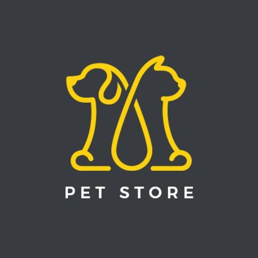 Playful Yellow Cartoon Dogs Represent Pet Store Logo Template