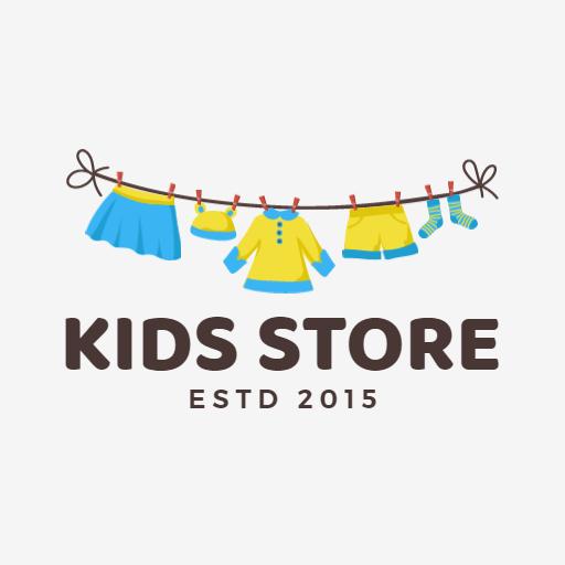 Playful Yellow Clothing Collection for Kids Store Logo Template
