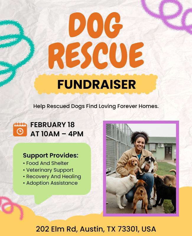 Playful Yellow Dog Adoption Fundraiser Event Flyer Template
