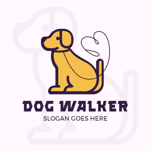 Playful Yellow Dog Illustrating Happy Dog Walker Logo Template