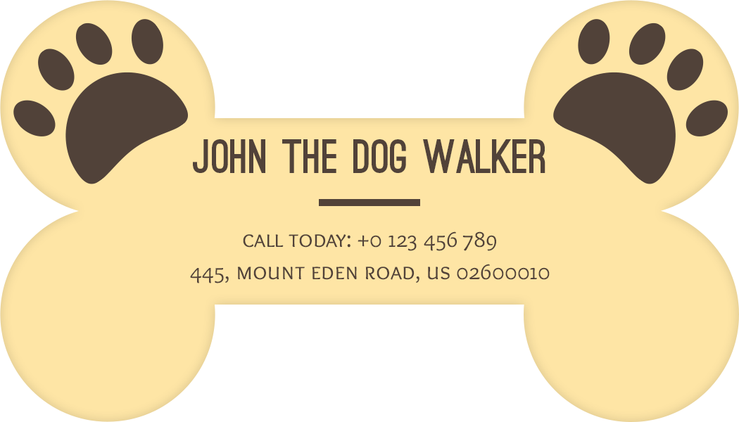 Playful Yellow Dog Walker Themed Visiting Card Template