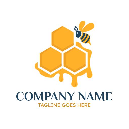 Playful Yellow Honeycomb and Bee Theme for Honeybee Logo Template