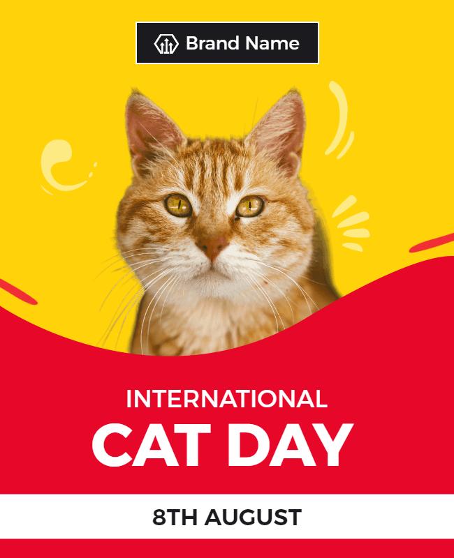 Playful Yellow International Cat Day Celebration Poster Template