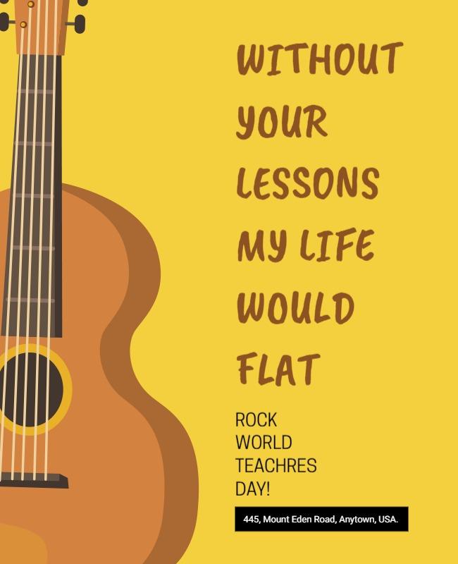 Playful Yellow Music Appreciation Teacher's Day Poster Template