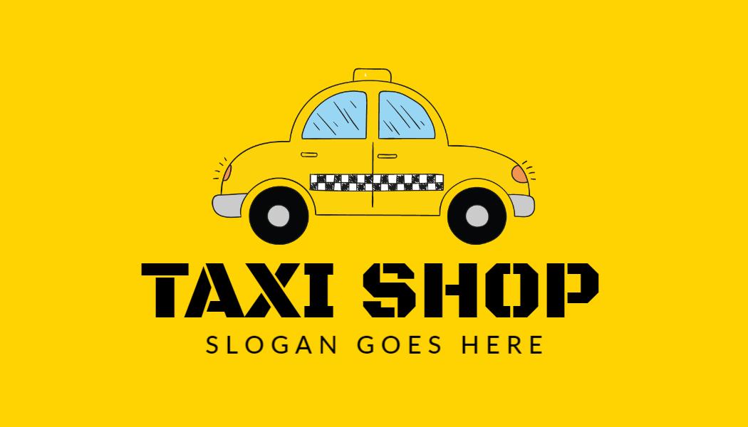 Playful Yellow Taxi Theme for Taxi Shop Business Card Template