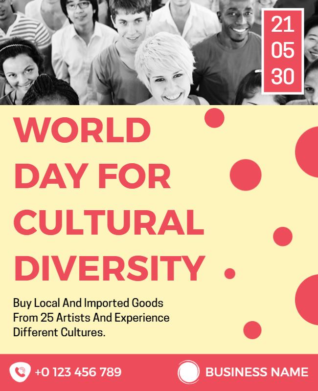 Playful Yellow World Day for Cultural Diversity Poster Template