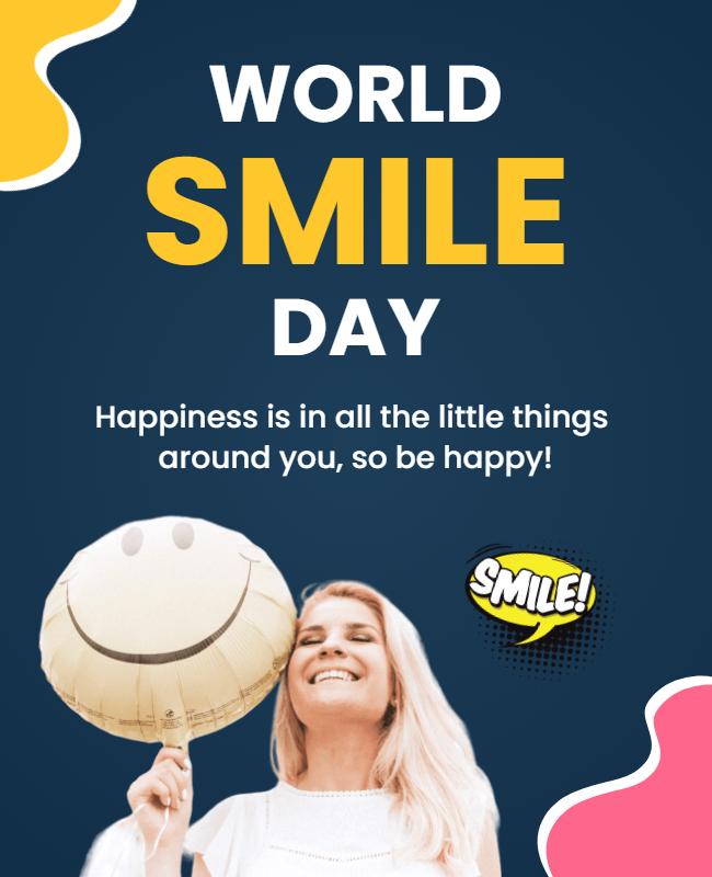 Playful Yellow World Smile Day Celebration Poster Template
