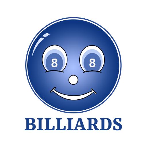 Playfully Smiling Blue 8-Ball Design for Billiards Logo Template