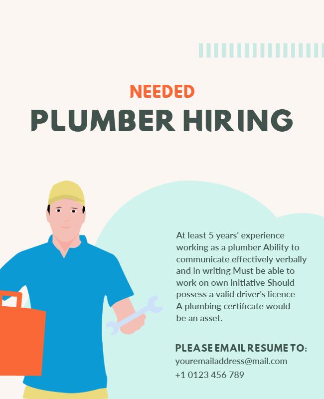 Plumber Job Hiring Announcement Flyer Template