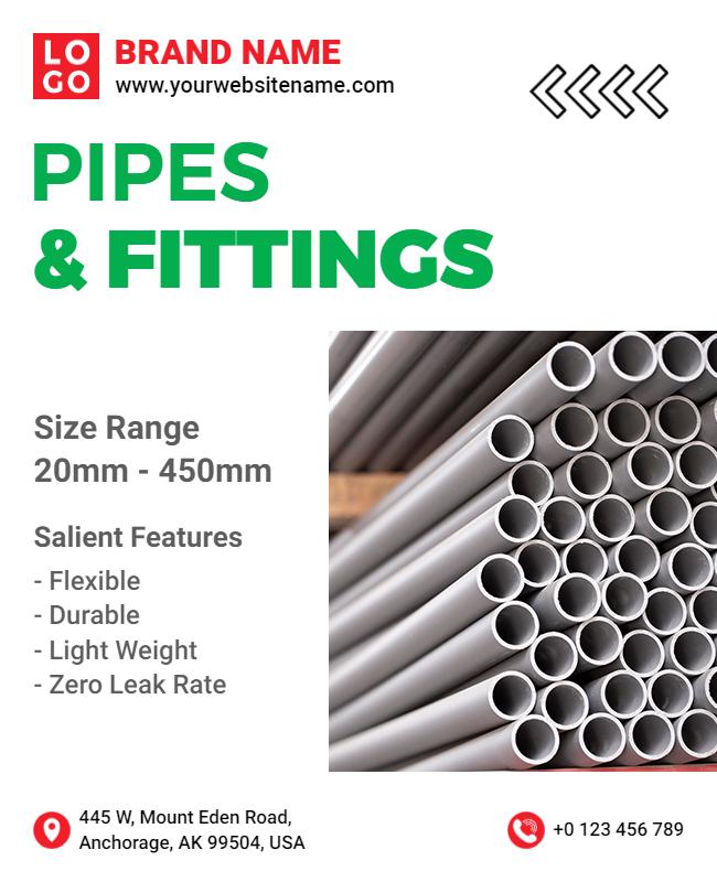 Plumbing Pipes and Fittings Promotional Flyer Template