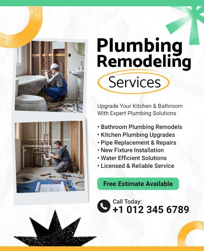 Plumbing Remodeling Services Flyer Template