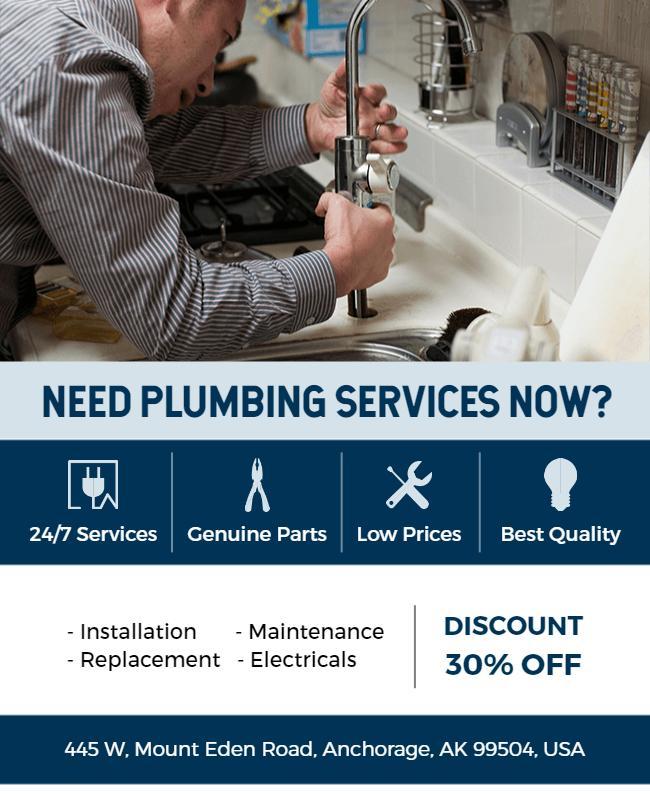 Plumbing Services Discount Promotion Flyer Template