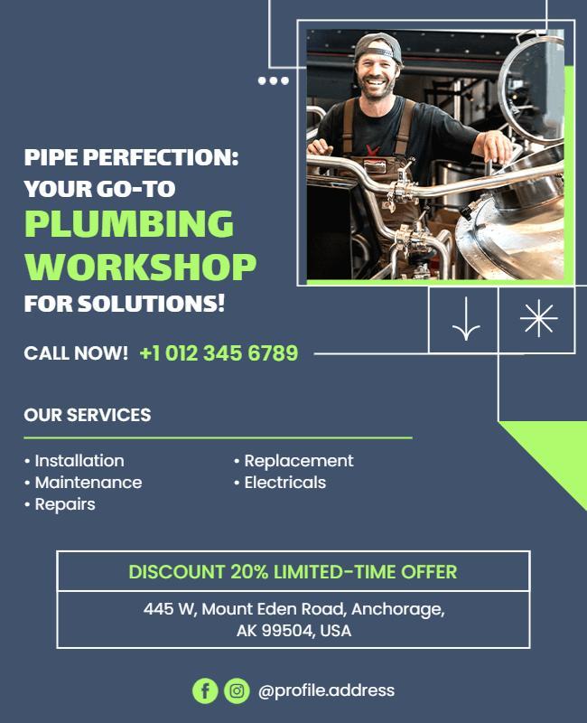 Plumbing Workshop Services Promotion Flyer Template