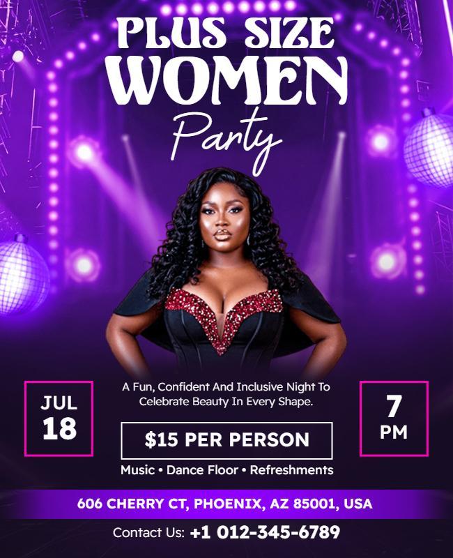 Plus Size Women Party Celebration Flyer Template
