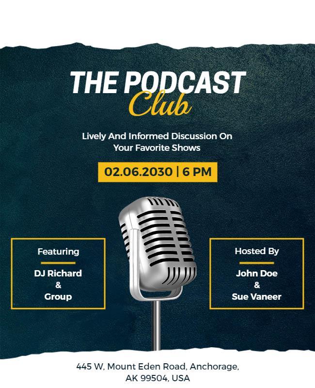 Podcast Club Discussion Event Flyer Template