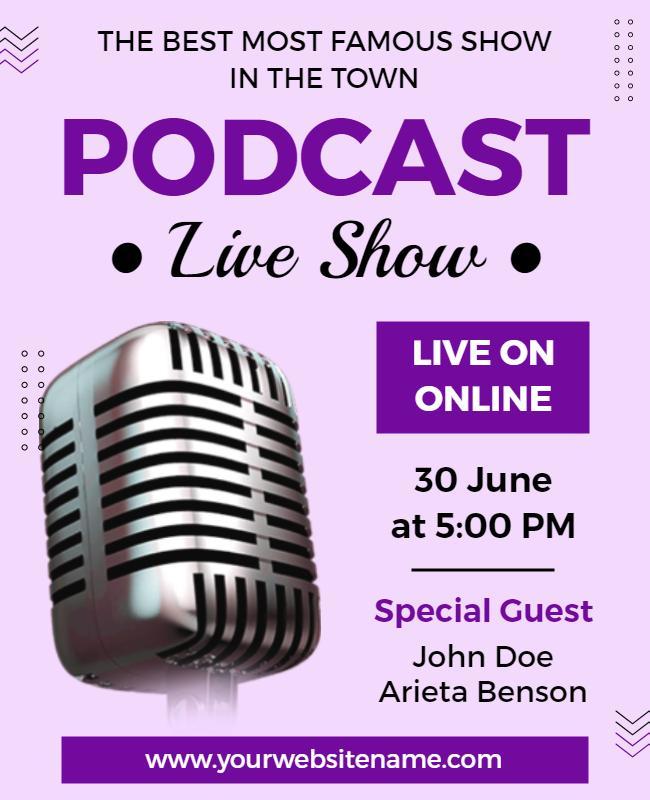 Podcast Live Online Show Event Flyer Template