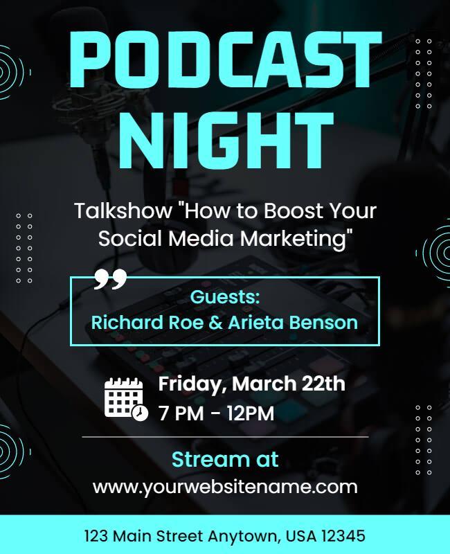 Podcast Night Talkshow Flyer Template