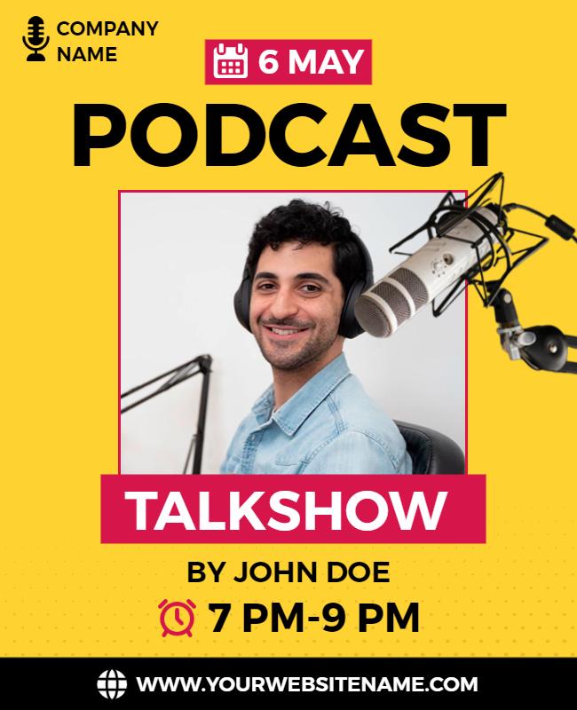 Podcast Talkshow Event Announcement Flyer Template