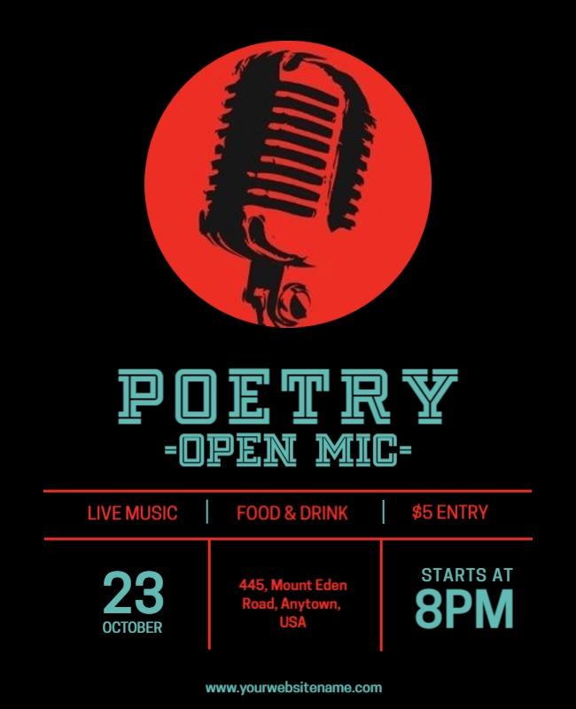 Poetry Open Mic Night Event Flyer Template