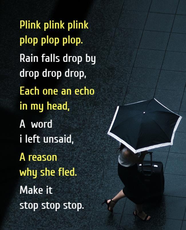 Poignant Black Rainy Day Reflection Poetry Poster Template