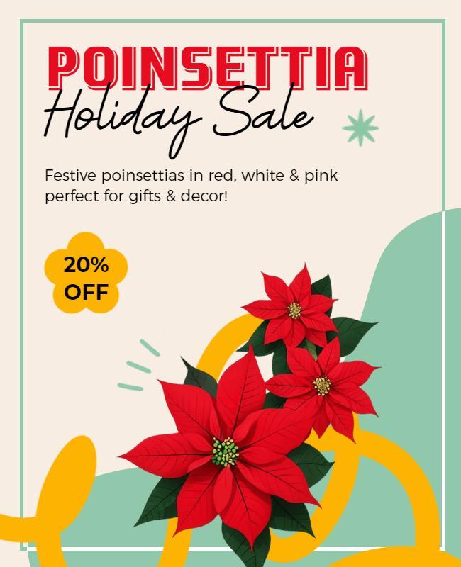 Poinsettia Holiday Sale Discount Flyer Template